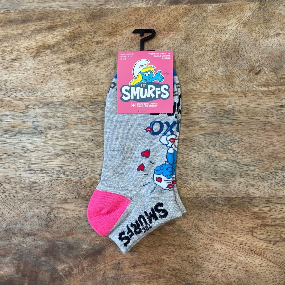 5/$20 NEW Women's 6-9.5 Gray The Smurfs Ankle Novelty Socks